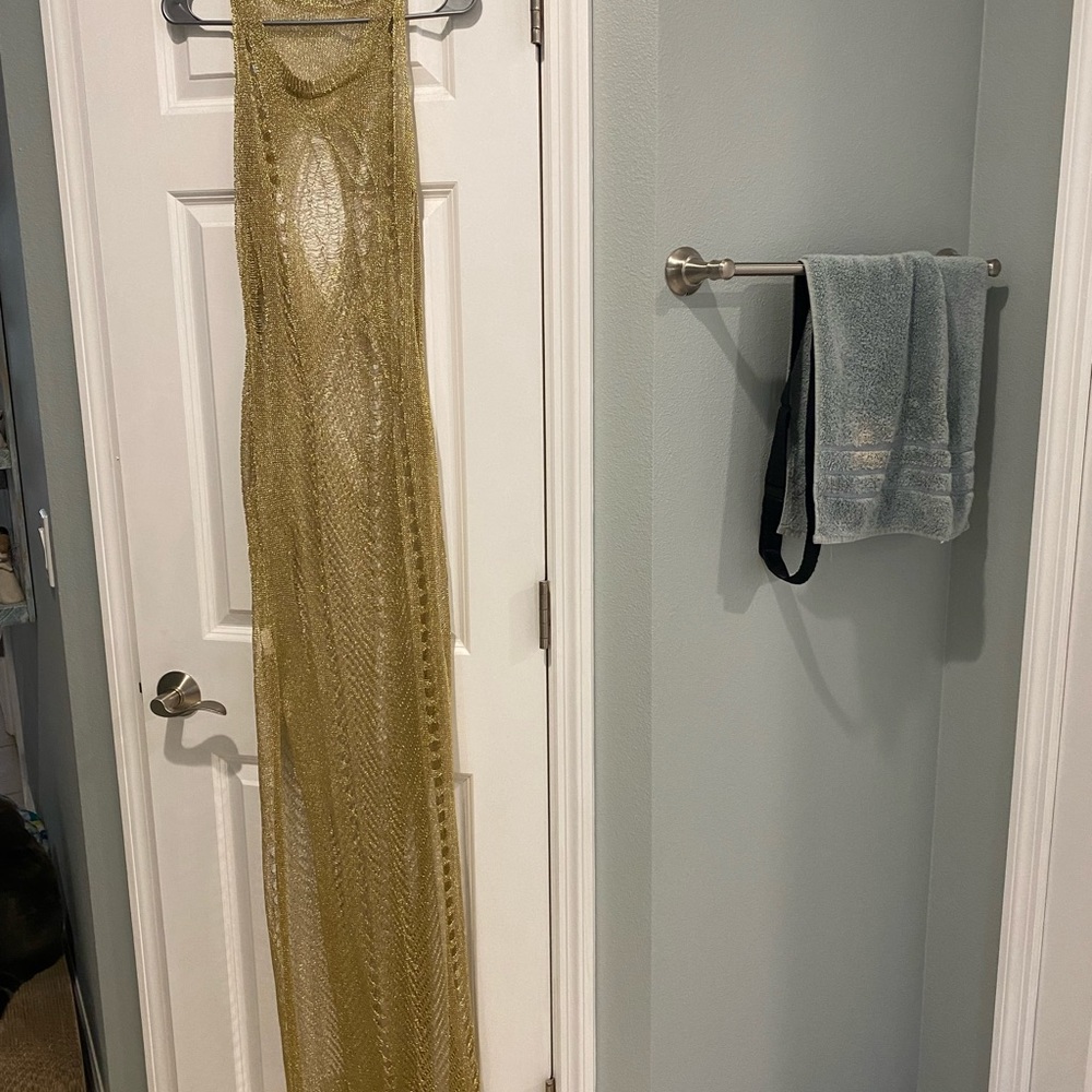Gold fishnet style cover up